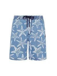 Starfish-Printed Denim Shorts