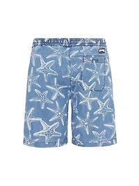 Starfish-Printed Denim Shorts