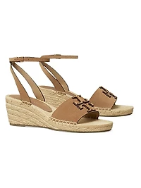 Ines Leather Double T Wedge Espadrille Sandals