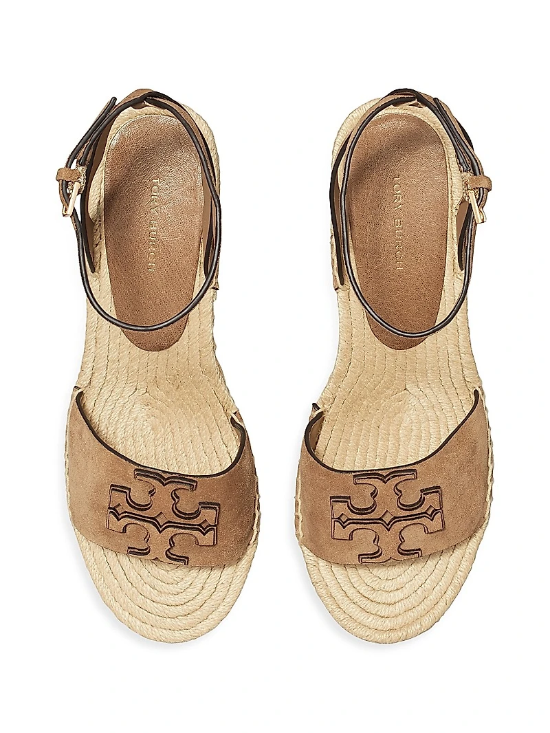 Ines Leather Double T Wedge Espadrille Sandals