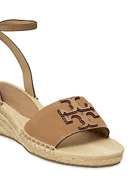 Ines Leather Double T Wedge Espadrille Sandals