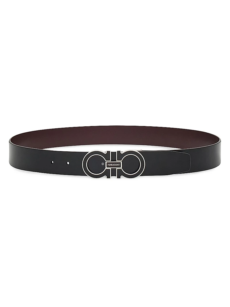 Double Gancini Cut-to-Size Leather Belt