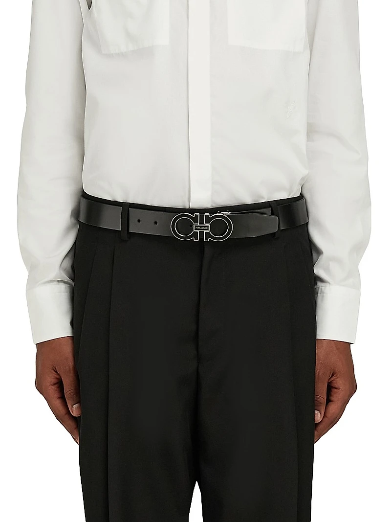 Double Gancini Cut-to-Size Leather Belt