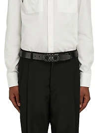 Double Gancini Cut-to-Size Leather Belt