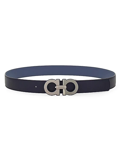 Gancini Double Cut-to-Size Reversible Leather Belt
