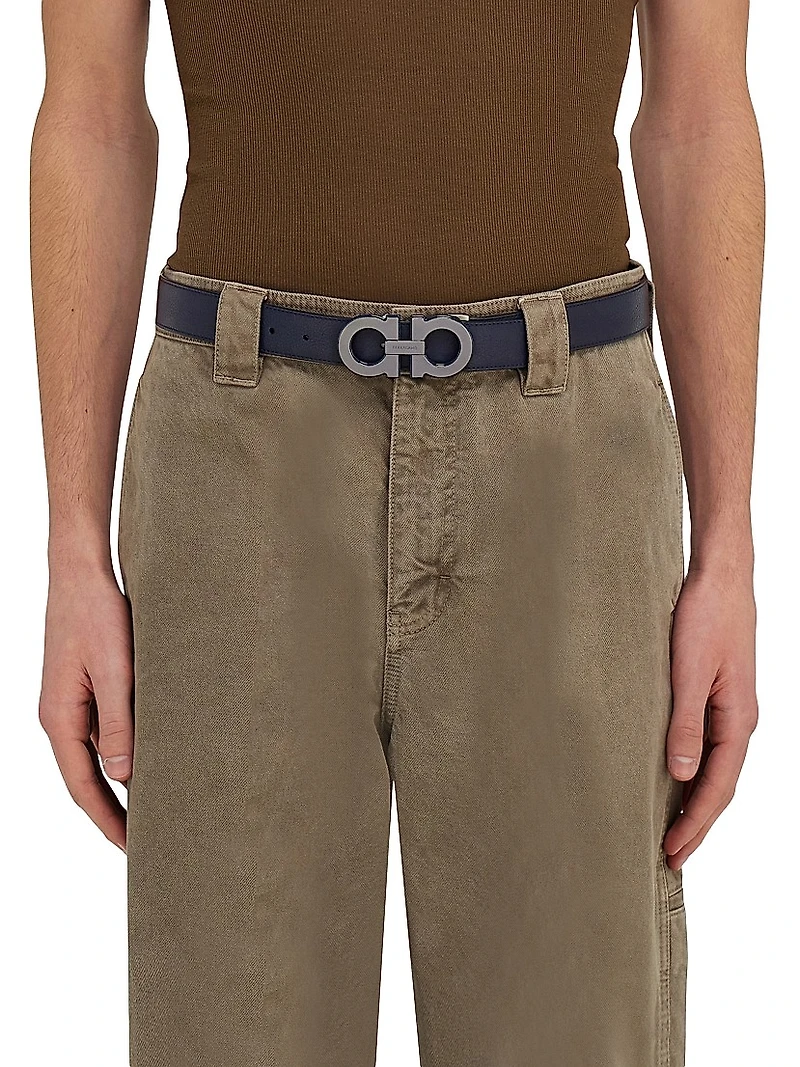 Gancini Double Cut-to-Size Reversible Leather Belt