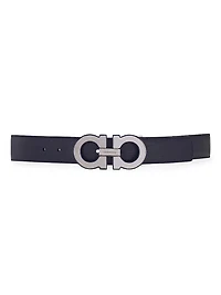 Gancini Double Cut-to-Size Reversible Leather Belt