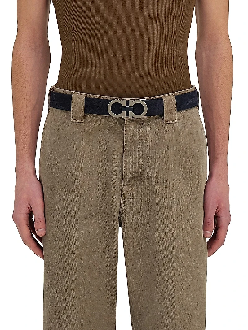 Gancini Adjustable Leather Belt