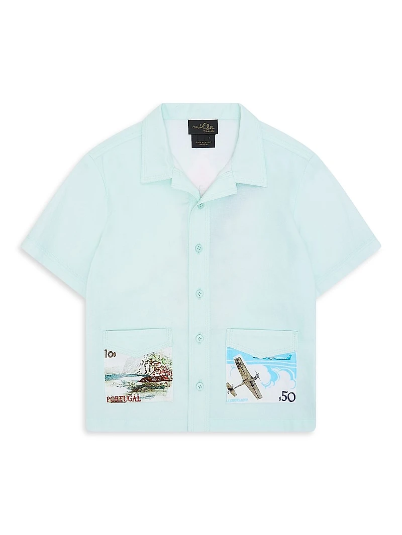 Little Boy's & Stamp Short-Sleeve Shirt