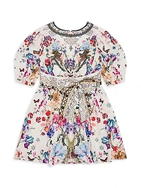 Little Girl's & Floral Puff-Sleeve Dress