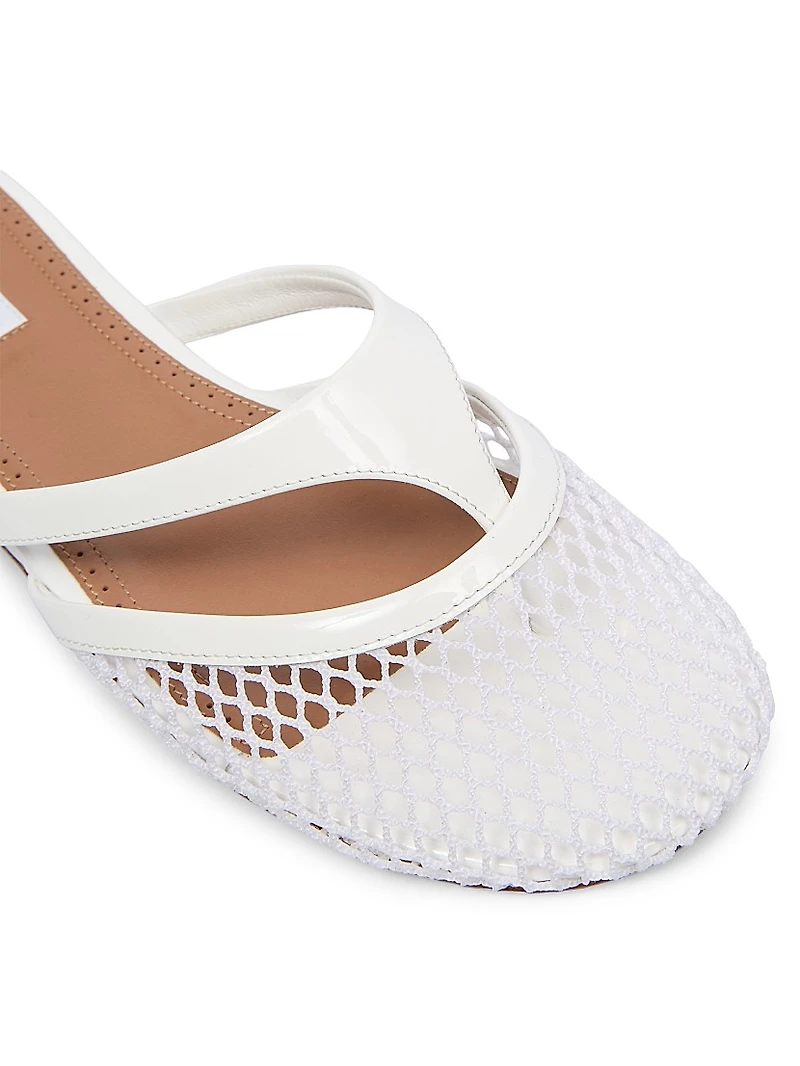 Fishnet & Leather Mules