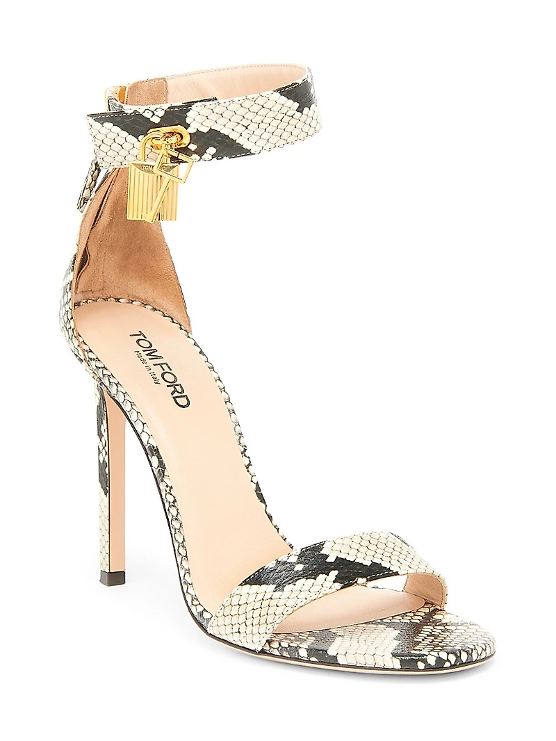 Padlock 105MM Python-Printed Leather Sandals