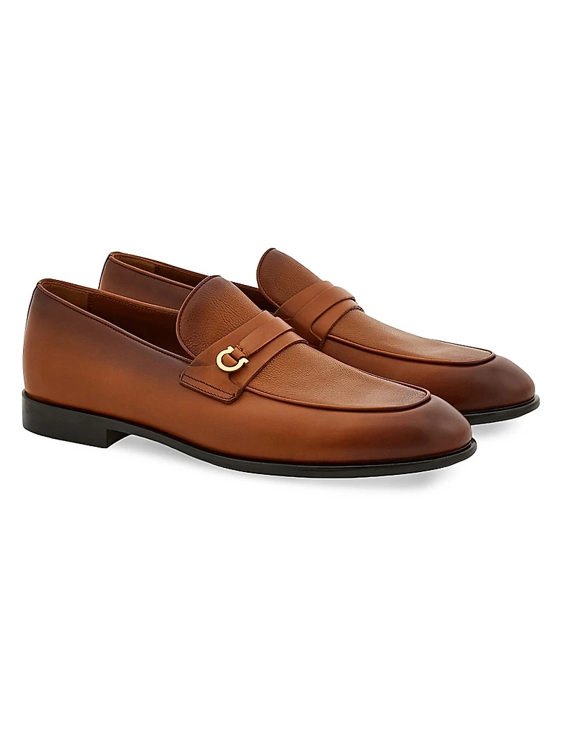 Desio Gancini Leather Loafers