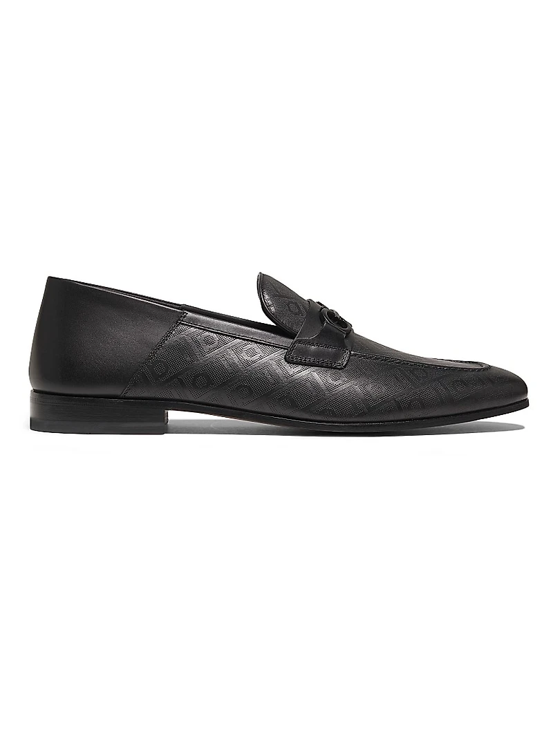 Biarritz Gancini Patterned Leather Loafers