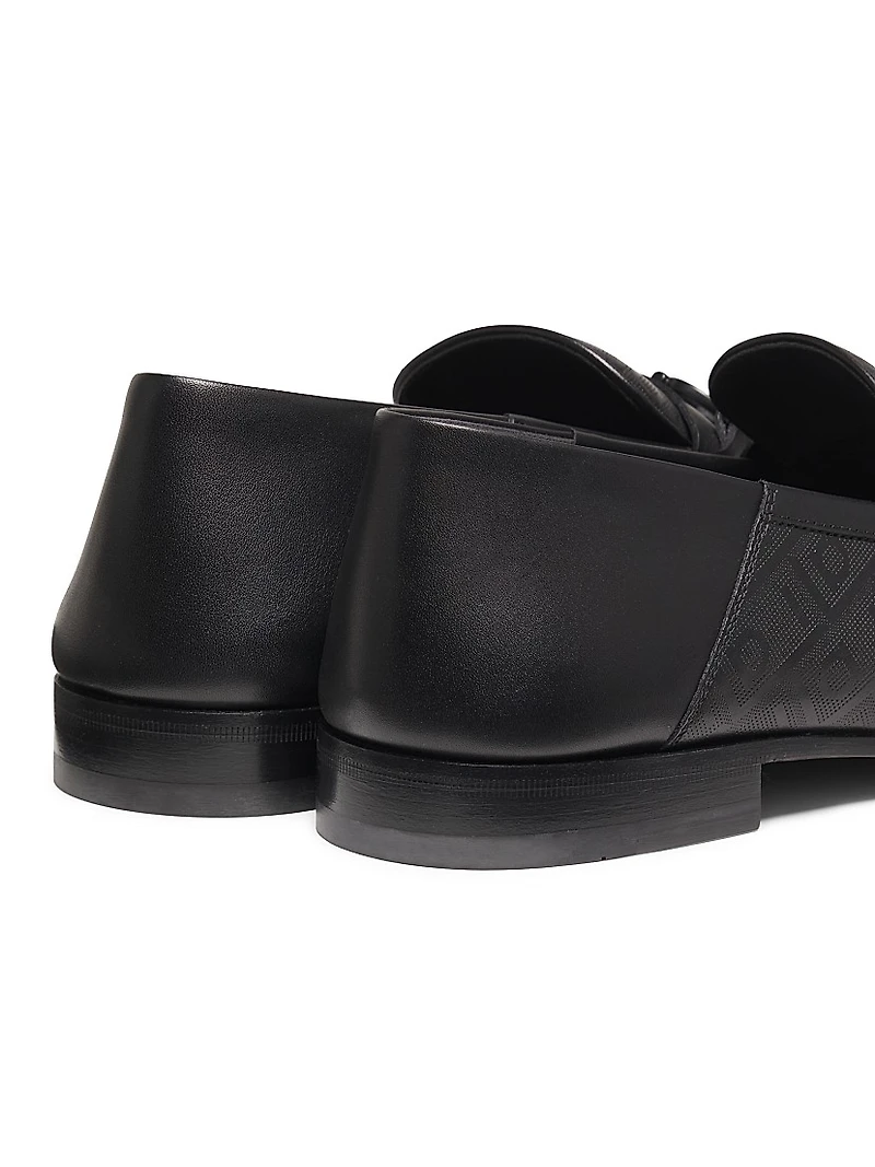 Biarritz Gancini Patterned Leather Loafers