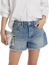 The Jessie Denim Relaxed Crystal Shorts