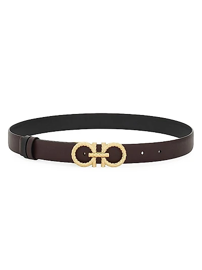 Gancini Reversible Leather Belt