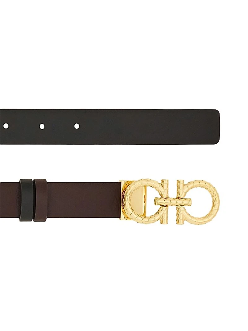 Gancini Reversible Leather Belt