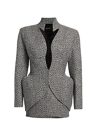 Plunge-Neck Hip-Pad Structured Blazer