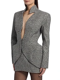 Plunge-Neck Hip-Pad Structured Blazer