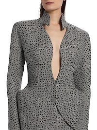 Plunge-Neck Hip-Pad Structured Blazer