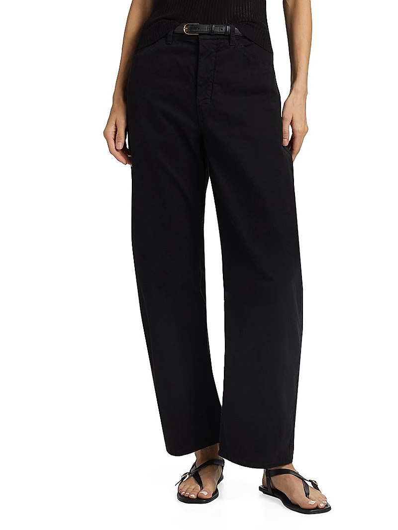 Tribeca Cotton Mid-Rise Barrel Pants