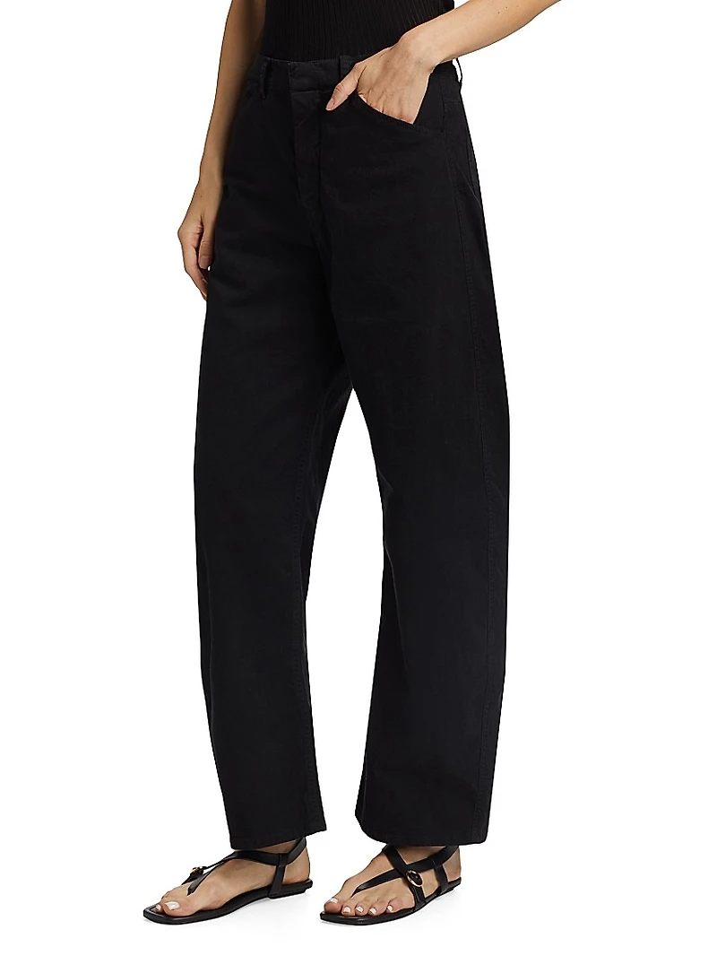 Tribeca Cotton Mid-Rise Barrel Pants