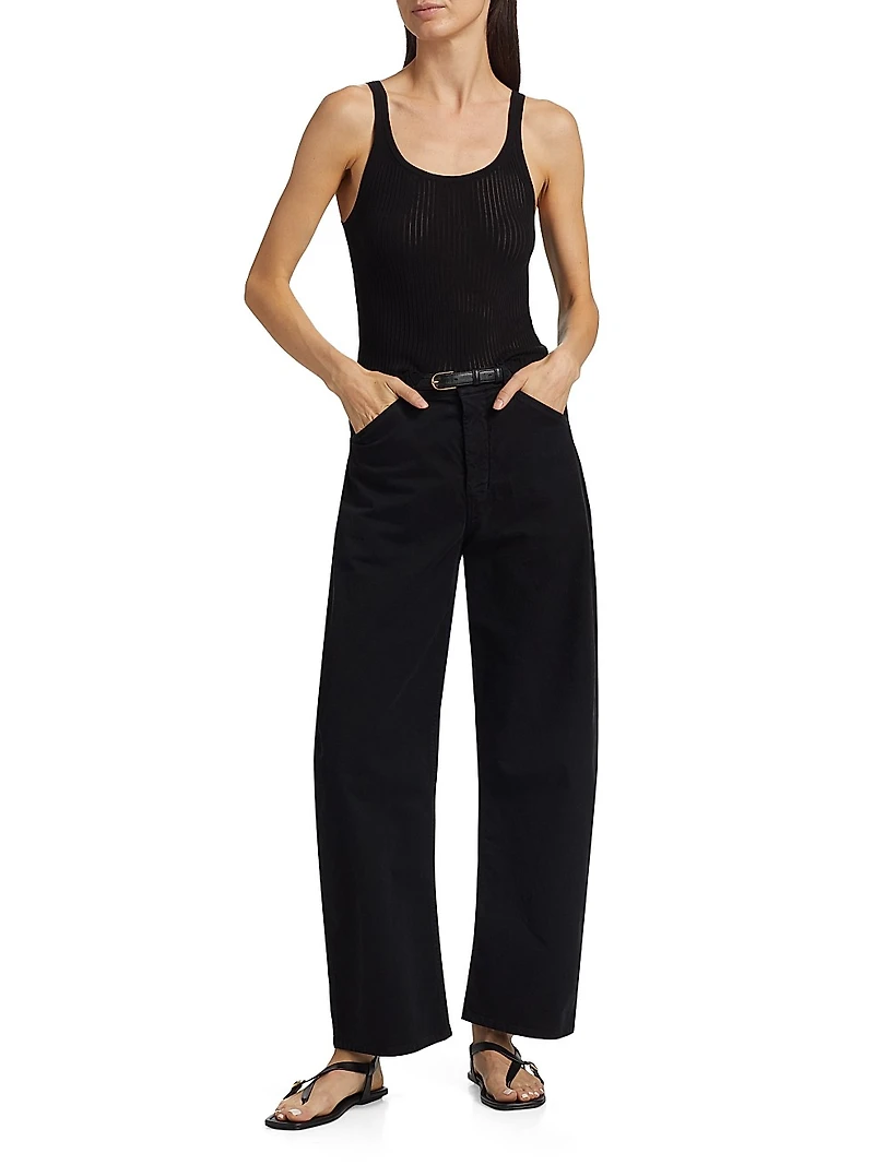 Tribeca Cotton Mid-Rise Barrel Pants