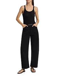 Tribeca Cotton Mid-Rise Barrel Pants