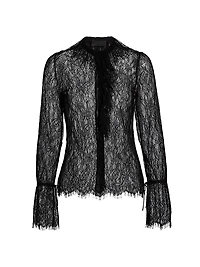 Cecily Scalloped Lace Button-Front Shirt