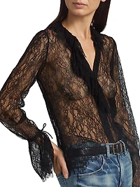 Cecily Scalloped Lace Button-Front Shirt