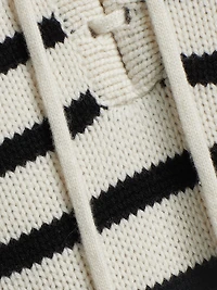 Noemi Stripe Cashmere Hooded Lace-Up Sweater