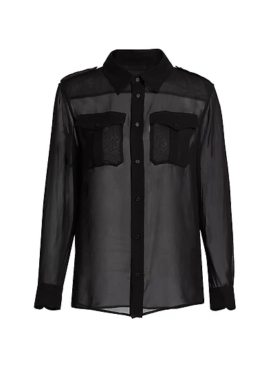 Betty C. Sheer Silk Button-Front Shirt