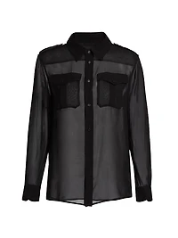 Betty C. Sheer Silk Button-Front Shirt