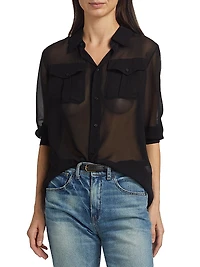 Betty C. Sheer Silk Button-Front Shirt