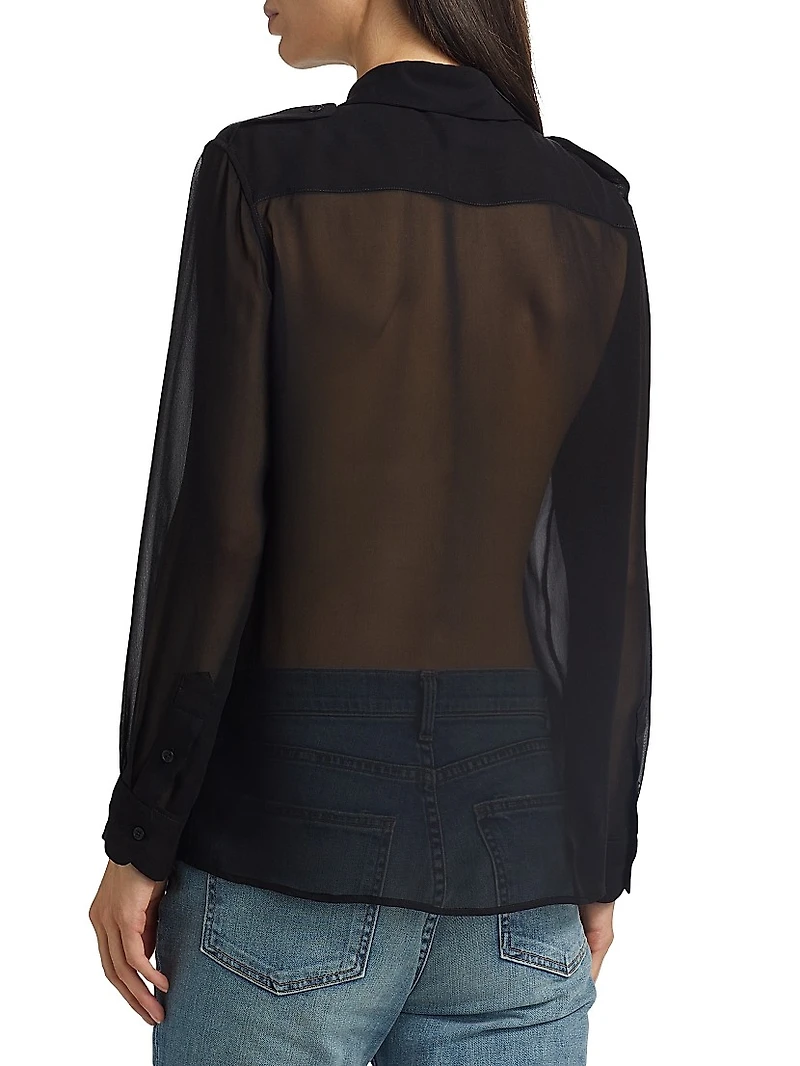 Betty C. Sheer Silk Button-Front Shirt