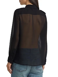 Betty C. Sheer Silk Button-Front Shirt