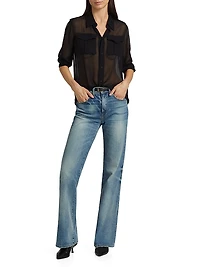 Betty C. Sheer Silk Button-Front Shirt