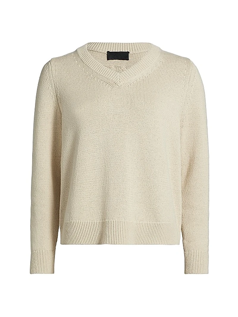 Priya Cotton-Blend V-Neck Sweater