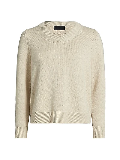 Priya Cotton-Blend V-Neck Sweater