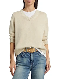Priya Cotton-Blend V-Neck Sweater