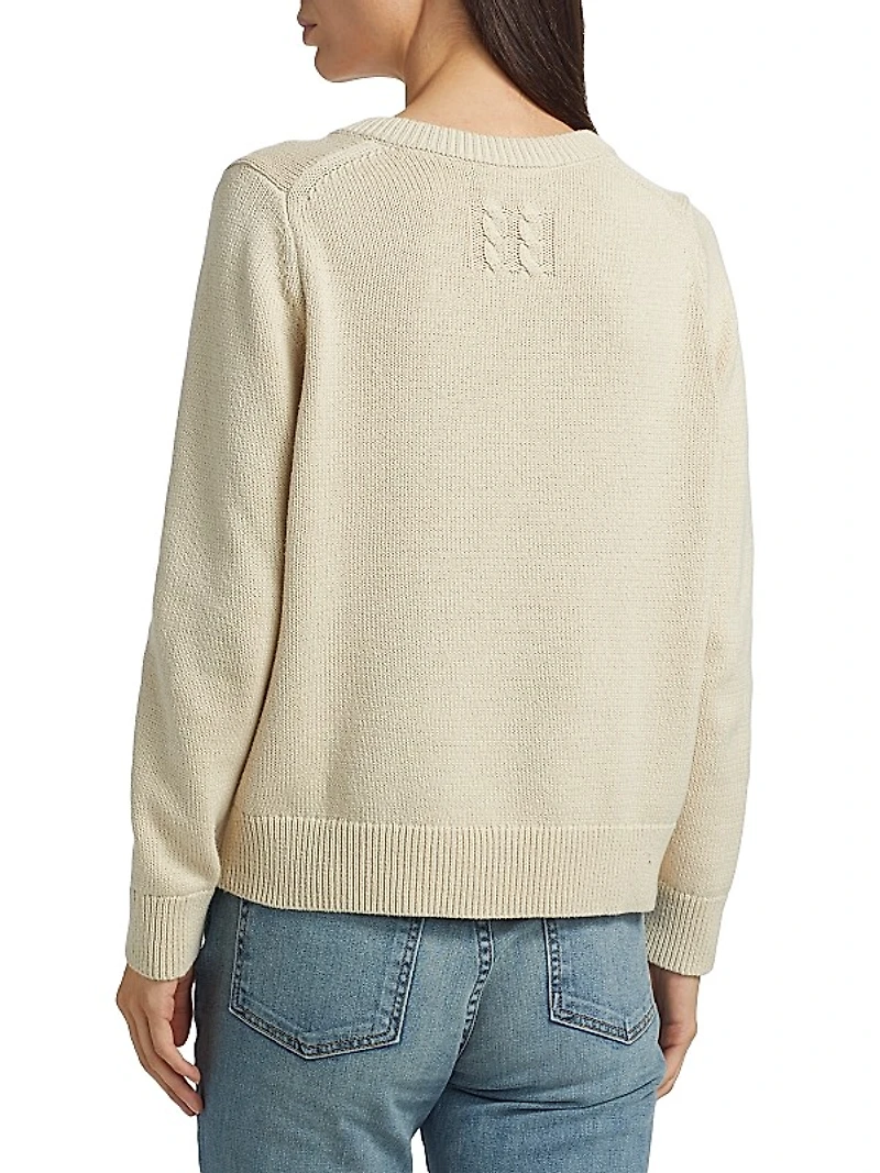 Priya Cotton-Blend V-Neck Sweater