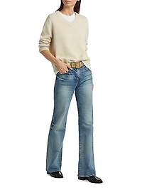 Priya Cotton-Blend V-Neck Sweater