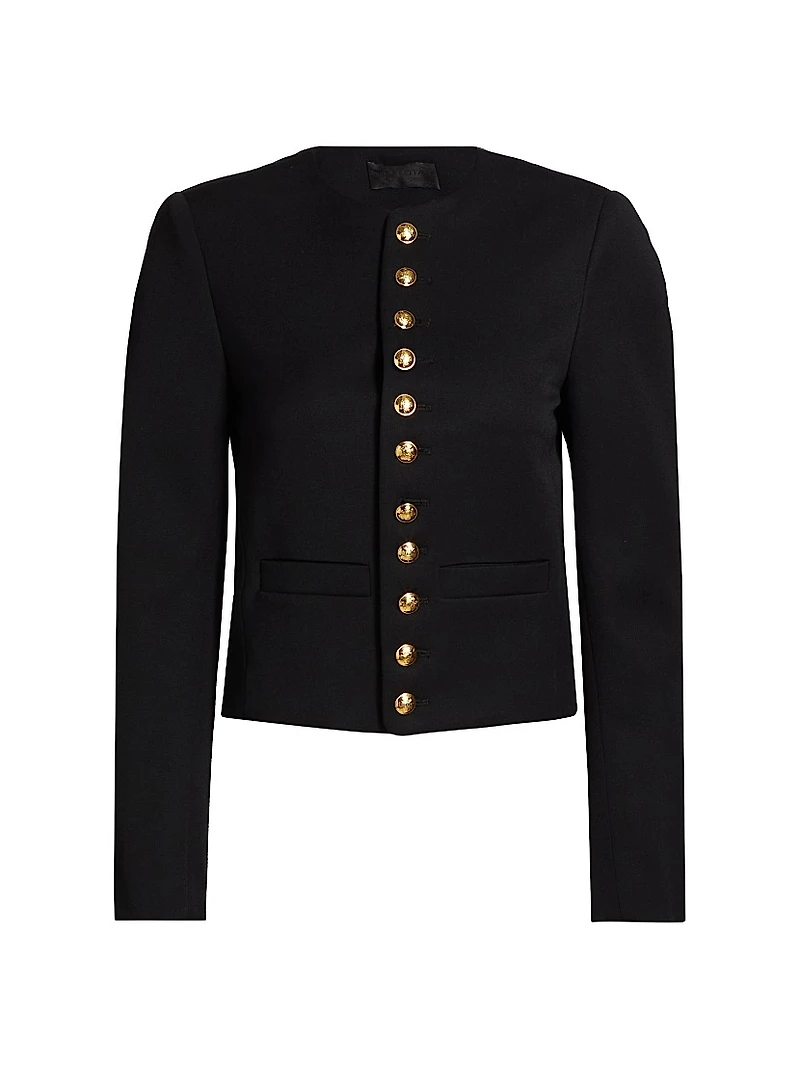 Patti Wool Button-Front Crop Jacket
