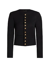 Patti Wool Button-Front Crop Jacket