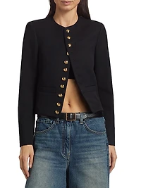 Patti Wool Button-Front Crop Jacket