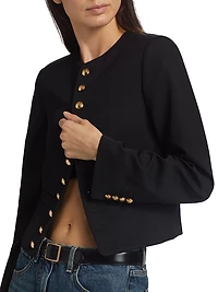Patti Wool Button-Front Crop Jacket