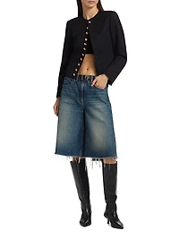 Patti Wool Button-Front Crop Jacket