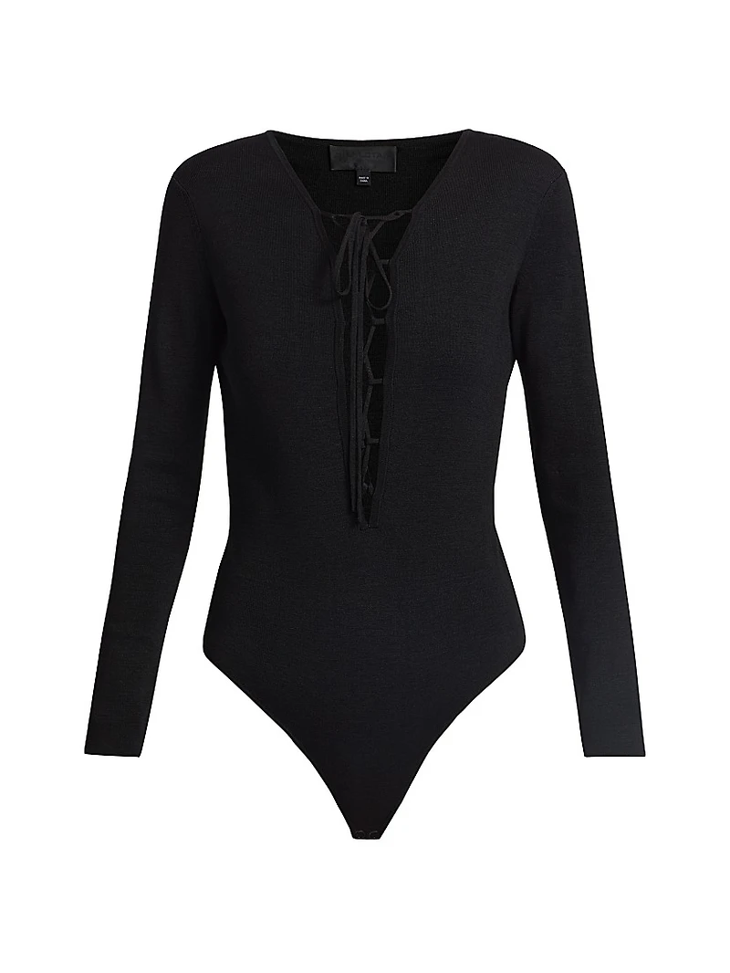 Adalynn Silk Lace-Up Bodysuit