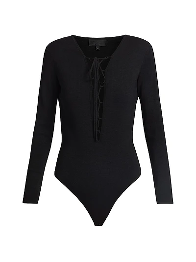 Adalynn Silk Lace-Up Bodysuit